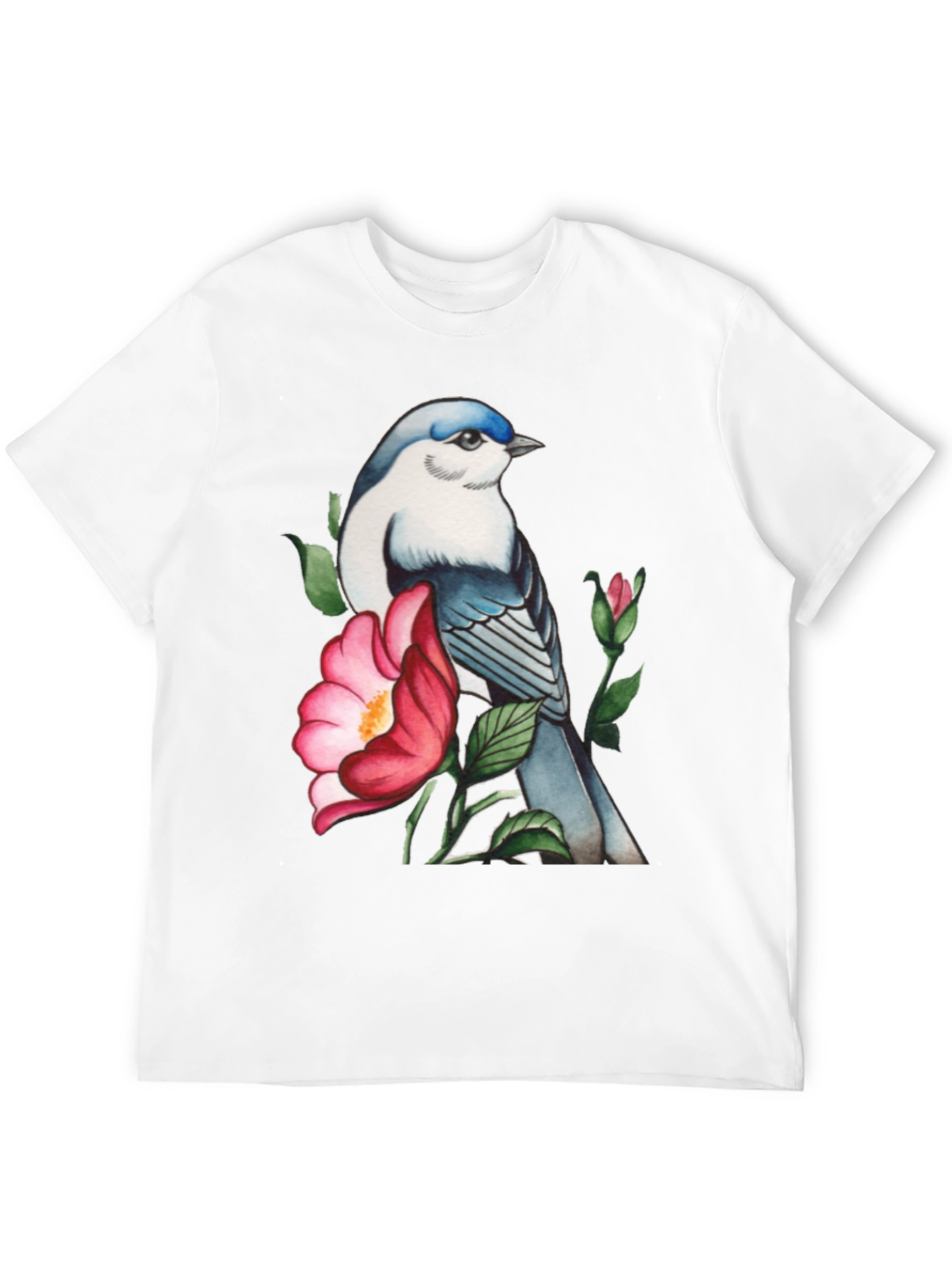 Black Bird and Blossom Graphic Tee - Stylish Nature Design view 12