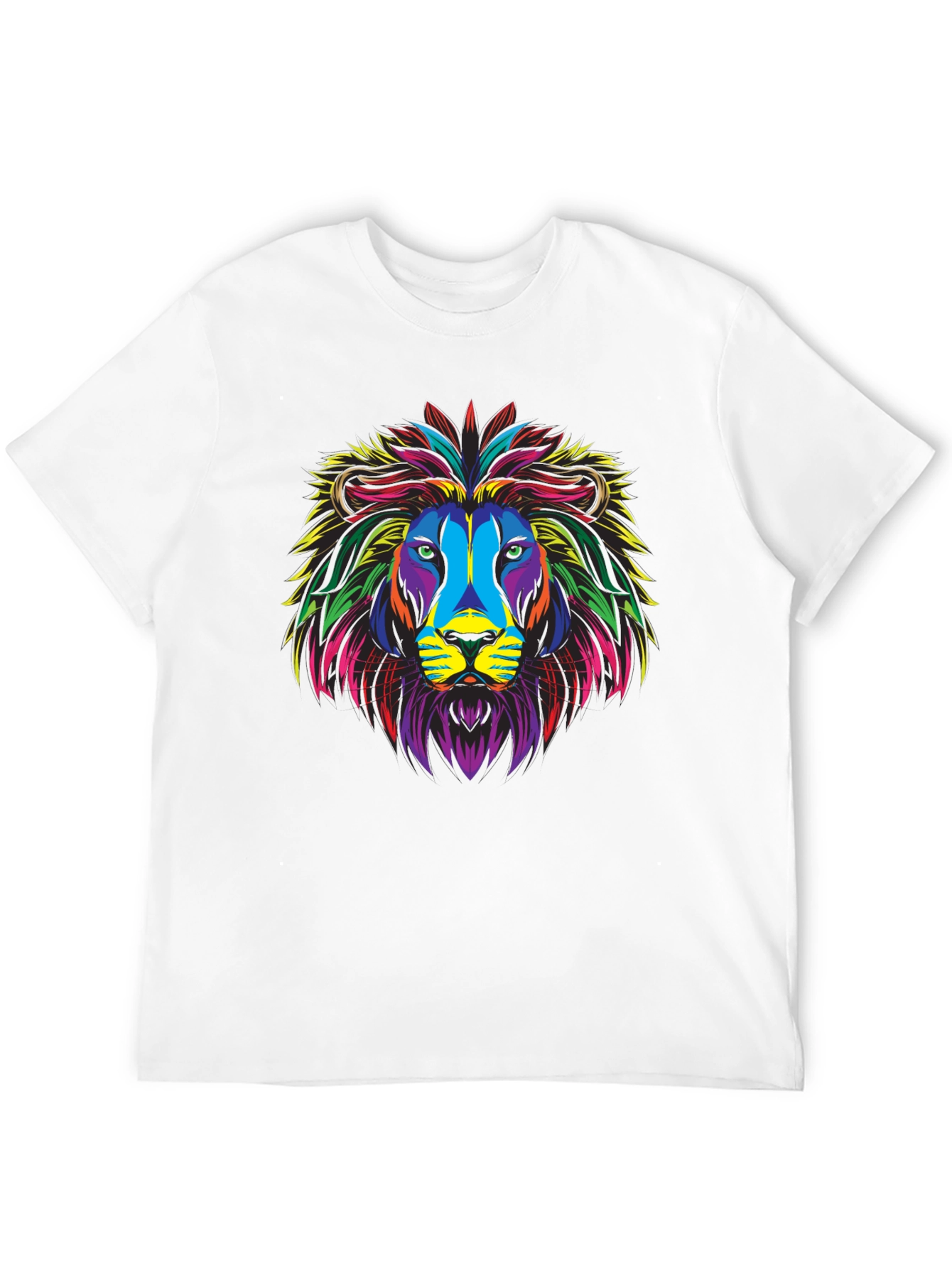 Black Colorful Lion Graphic Print Black T-Shirt view 12