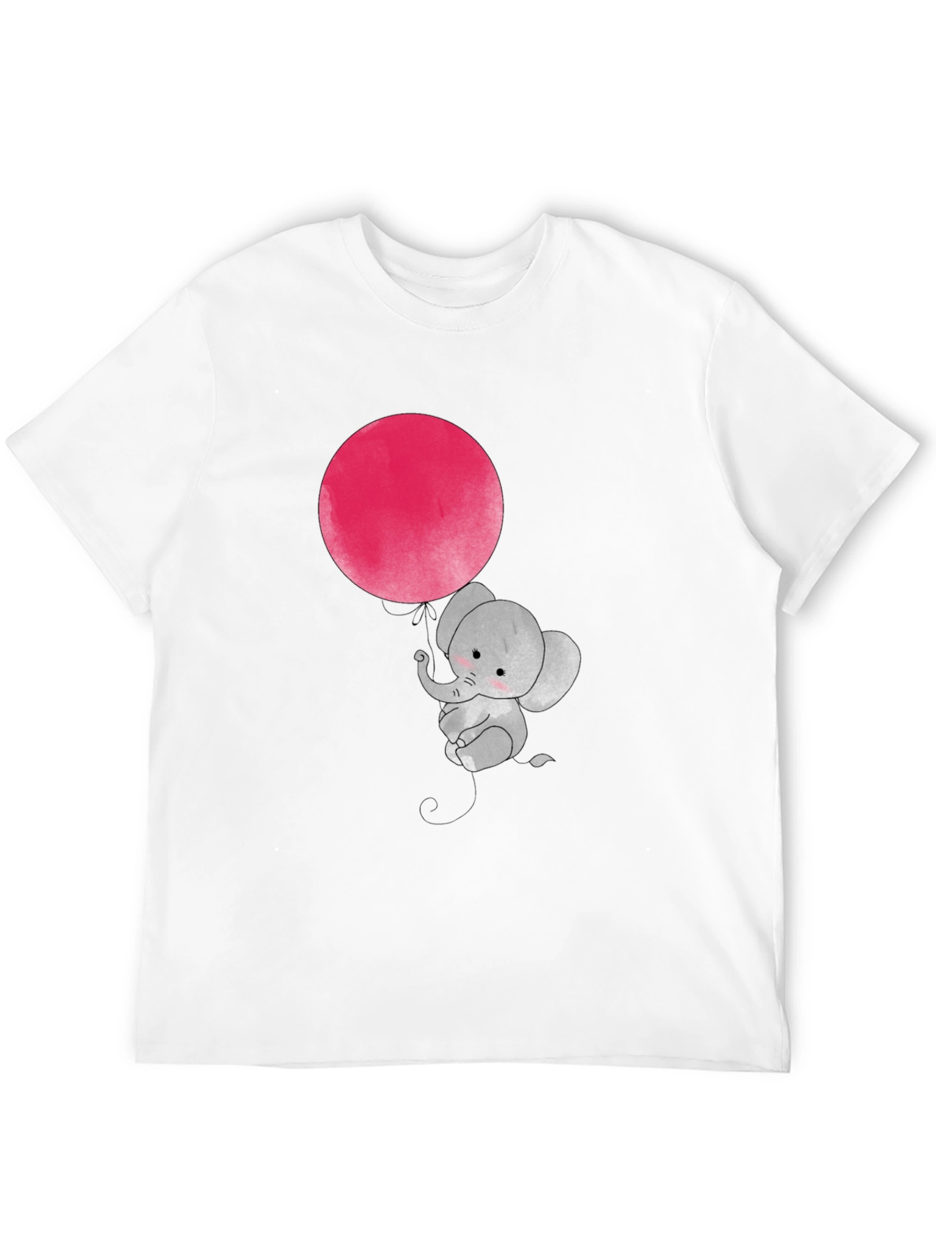 Black Cute Elephant with Balloon Graphic T-Shirt view 12
