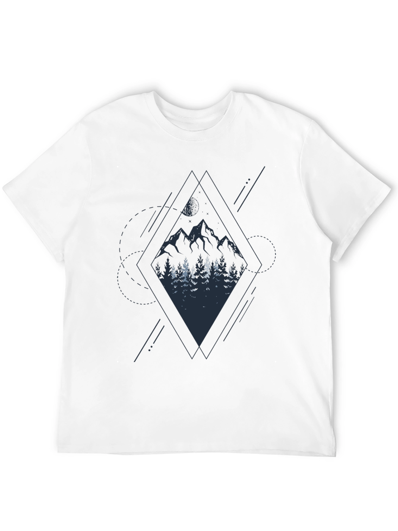 Black Geometric Mountain Graphic Tee - Stylish Men's Black T-Shirt view 12