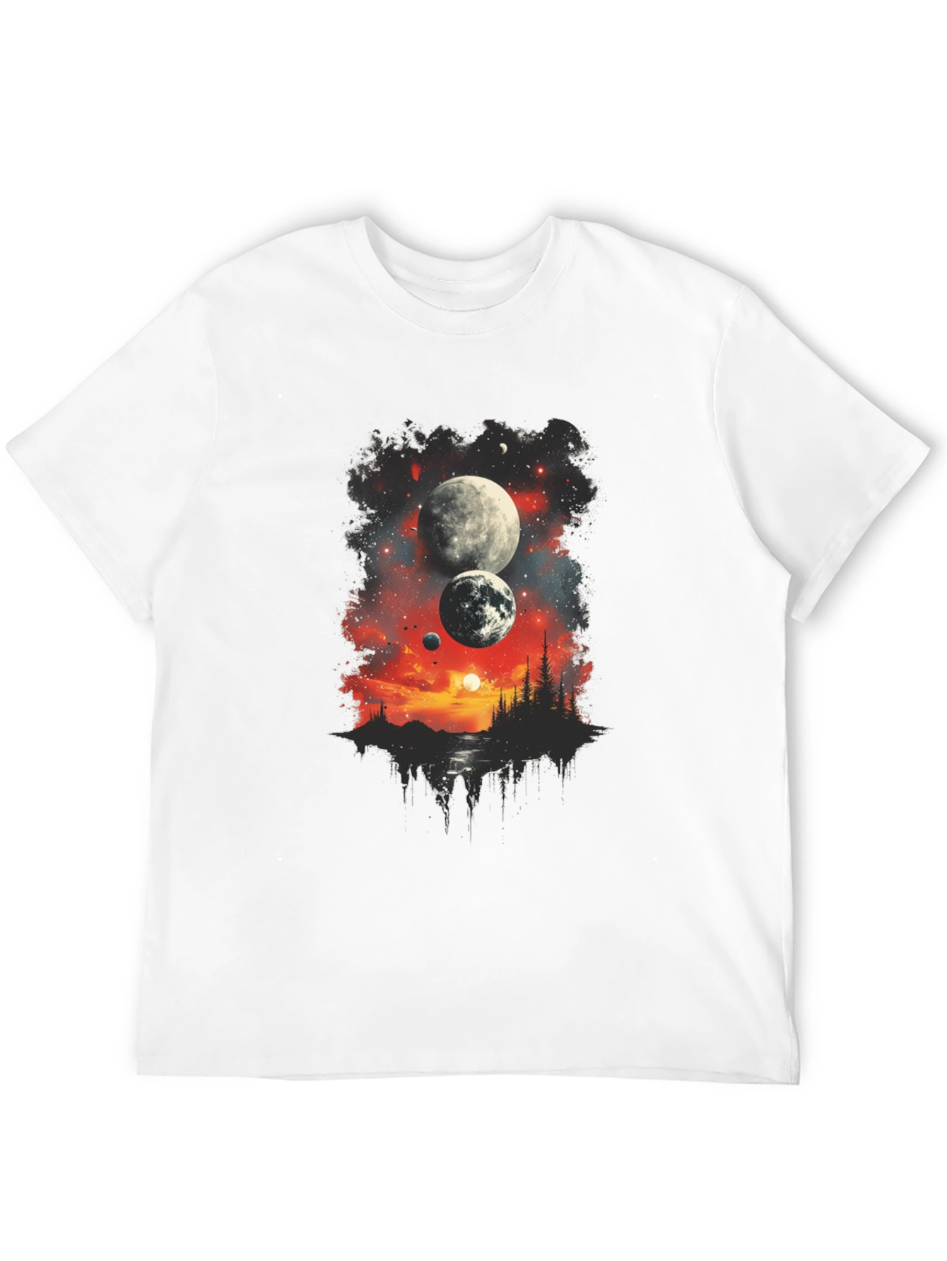 Black Cosmic Landscape Graphic Tee - Black T-Shirt view 12