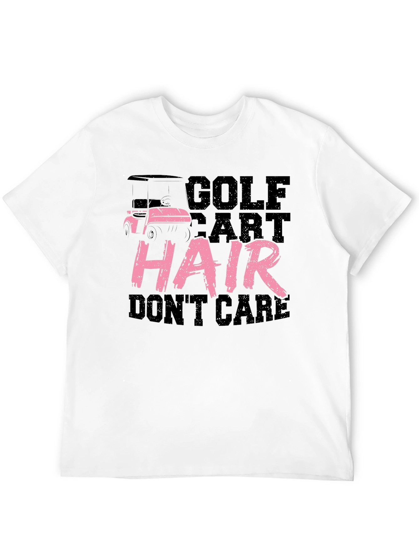 Black Golf Cart Hair Don't Care Tee view 12