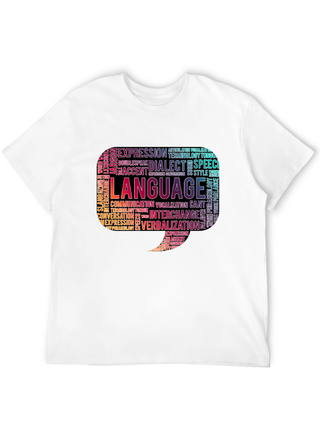 Black Language Word Cloud Graphic Tee view 12