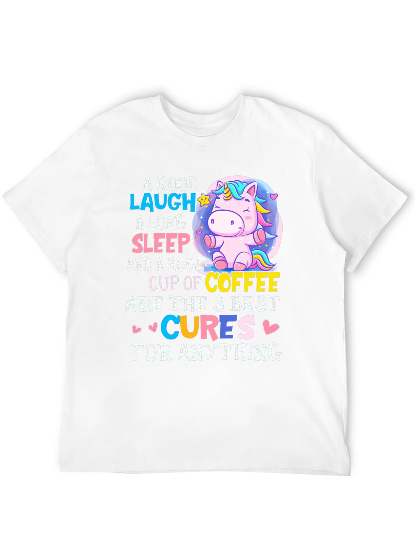 Black Funny Unicorn Coffee Cures T-Shirt view 12