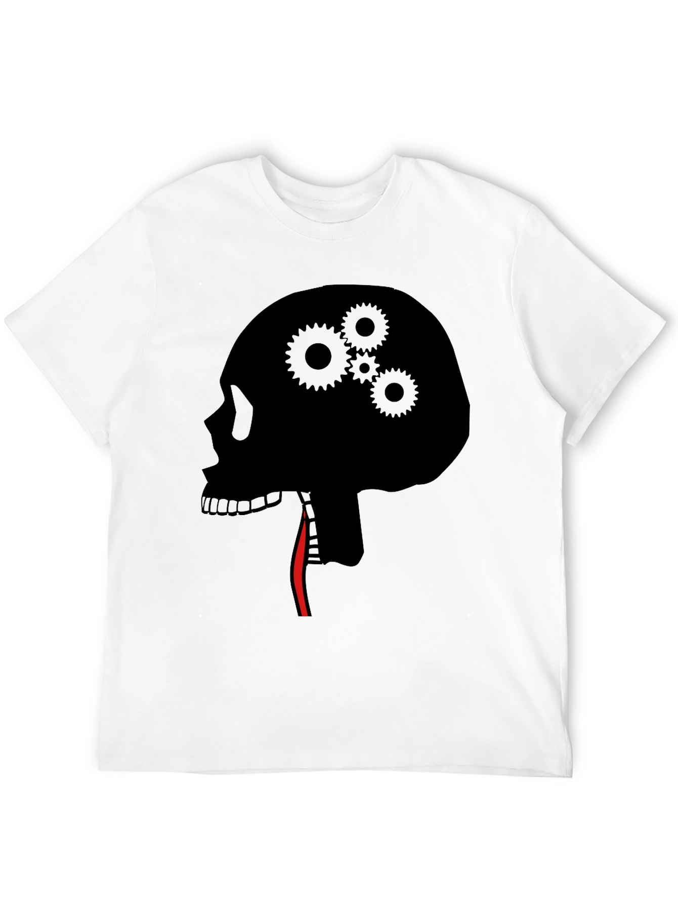 Black Gear Head Skull Tee - Black Graphic T-Shirt view 12