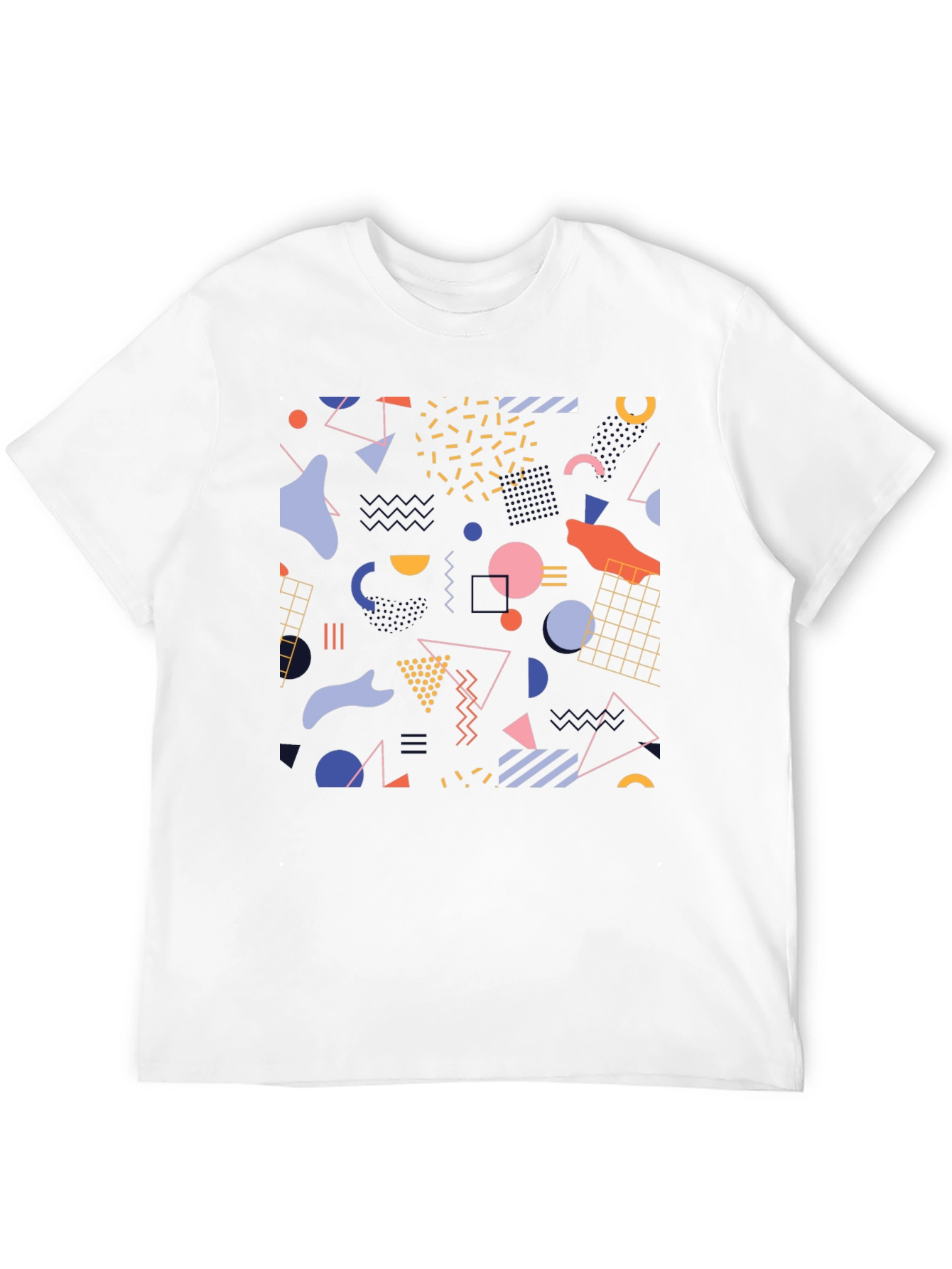 Black Retro Geometric Pattern Black T-Shirt view 12