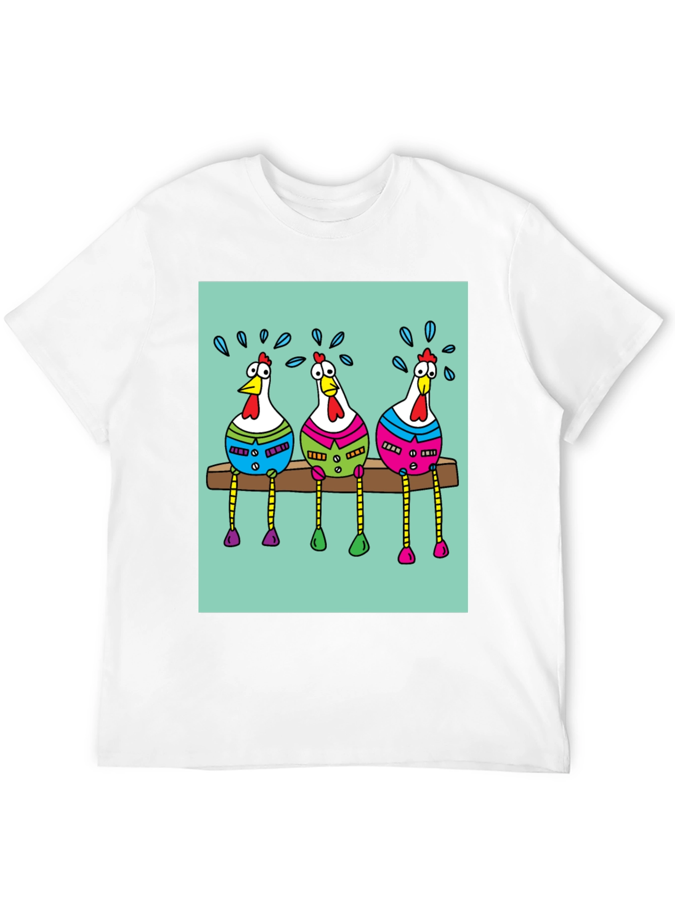 Black Funny Chicken Graphic Print Black T-Shirt view 12