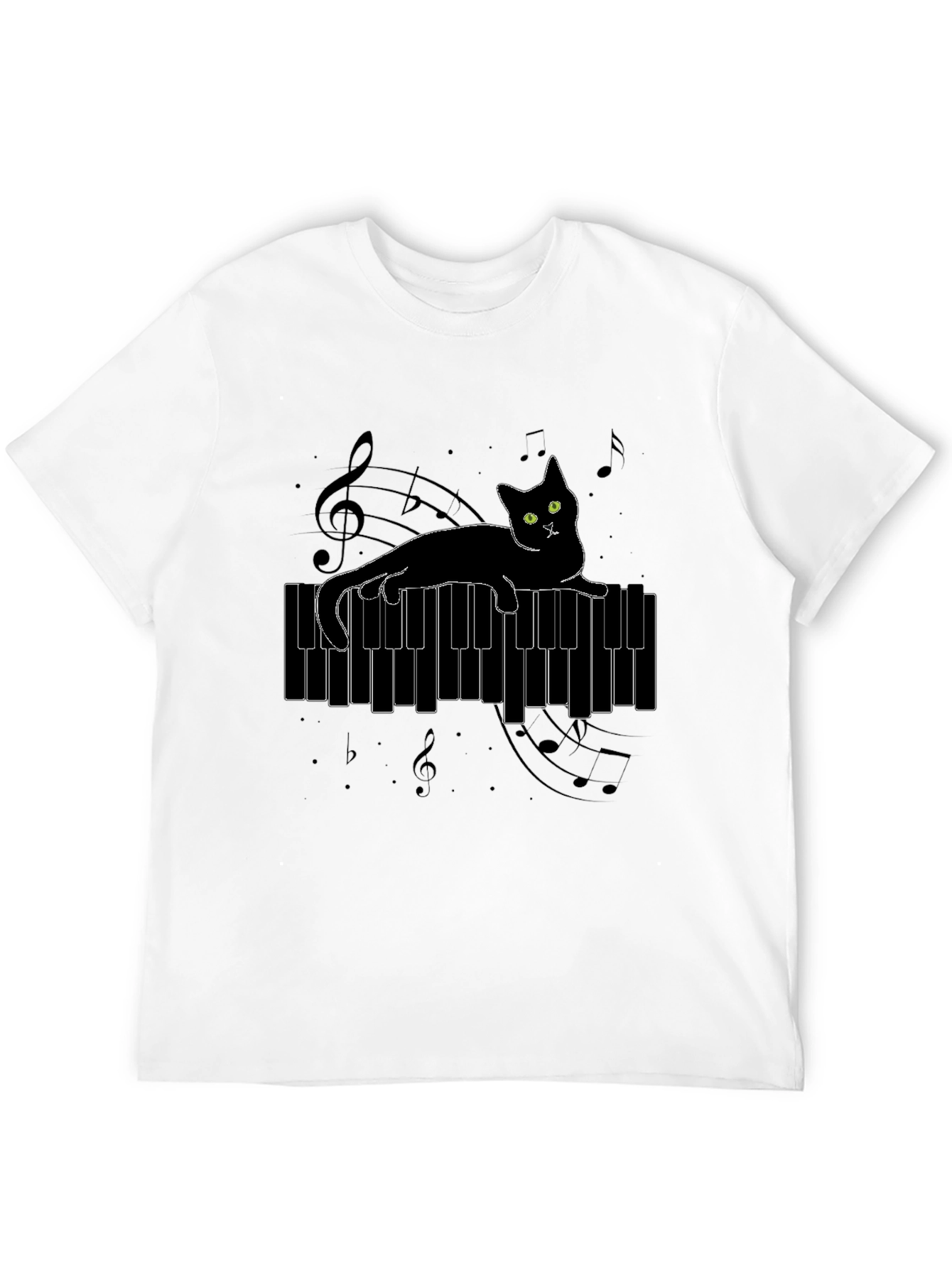 Black Cat on Piano T-Shirt view 12