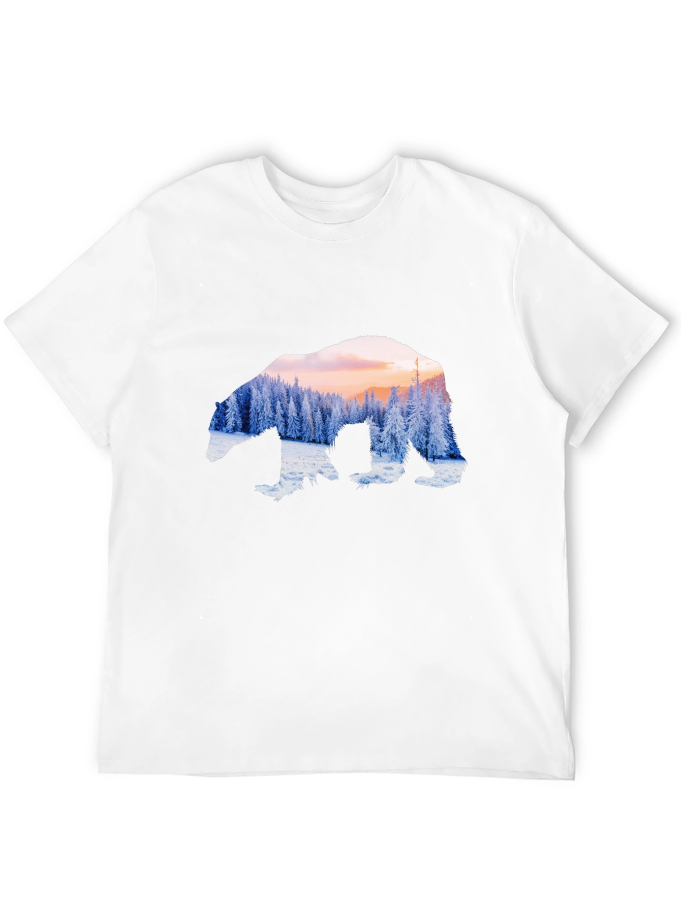 Black Bear Silhouette Winter Forest Graphic Tee view 12