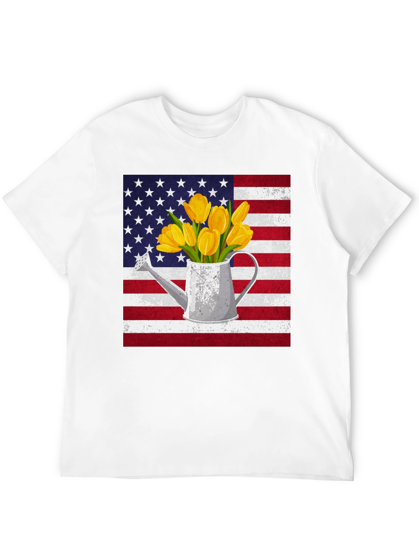 Black American Flag Tulips Watering Can Graphic Tee view 12