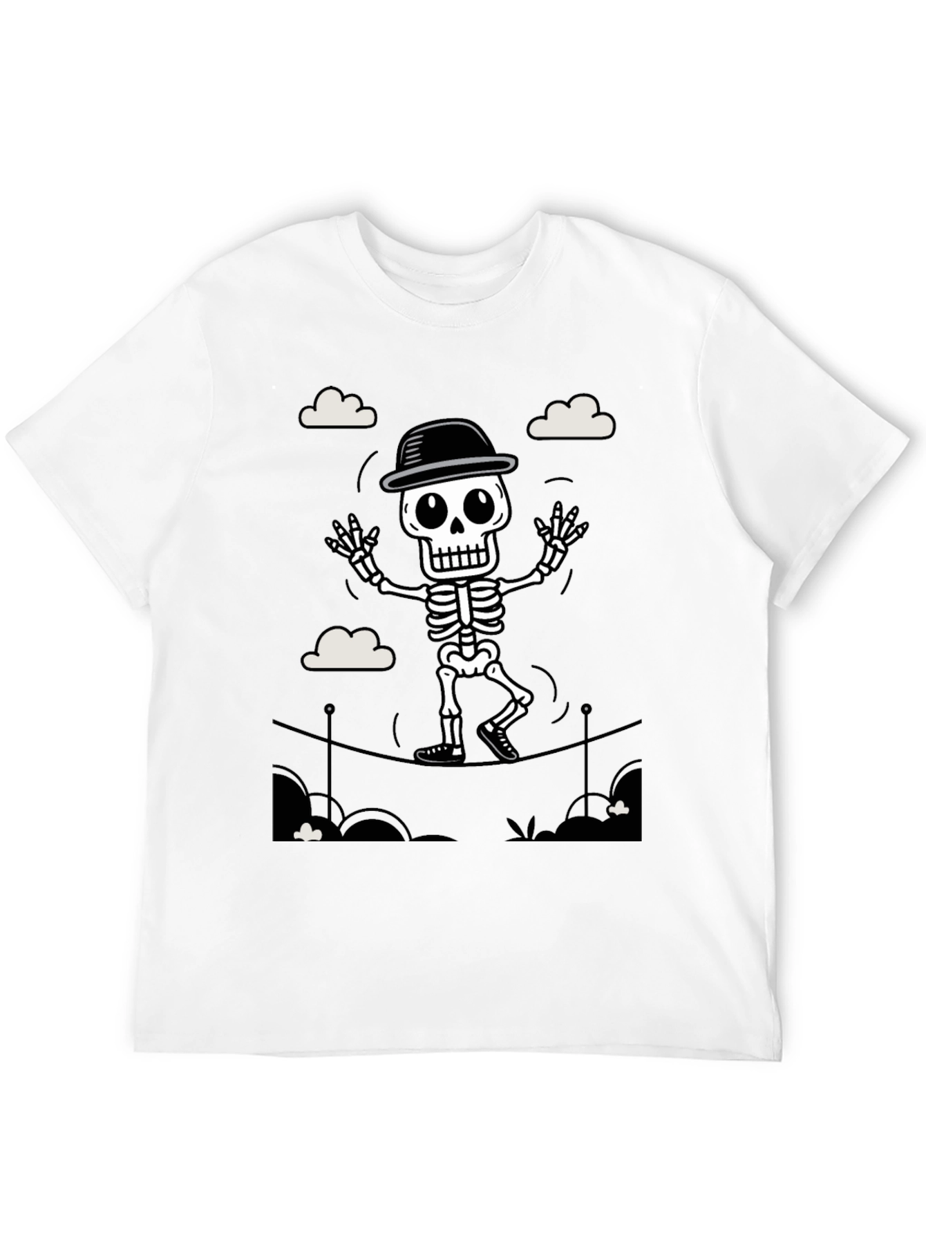 Black Skeleton Tightrope Walker T-Shirt view 12
