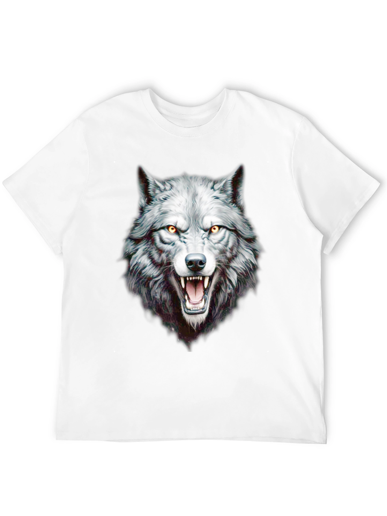 Black Wolf Graphic Print Crew Neck Black T-Shirt view 12
