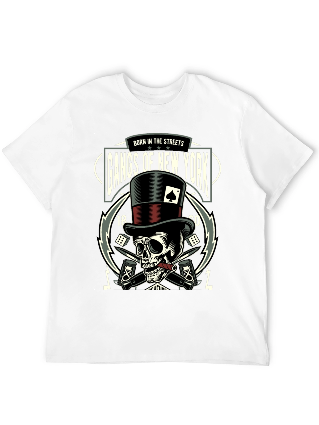 Black Gangs of New York Skull Graphic T-Shirt view 12