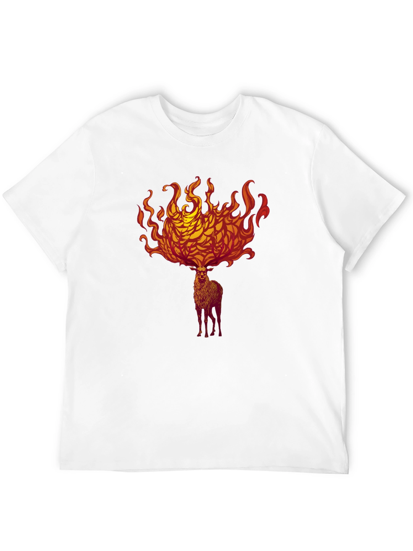 Black Fiery Stag Graphic Tee - Bold Statement Shirt view 12