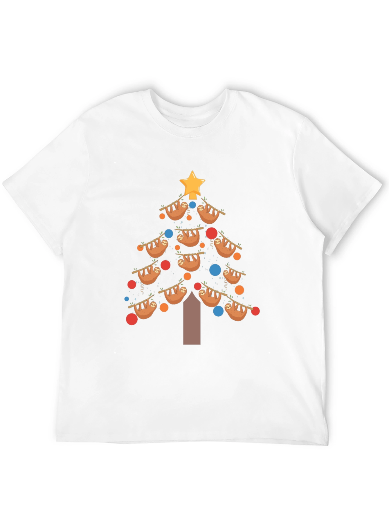 Black Festive Sloth Christmas Tree T-Shirt view 12
