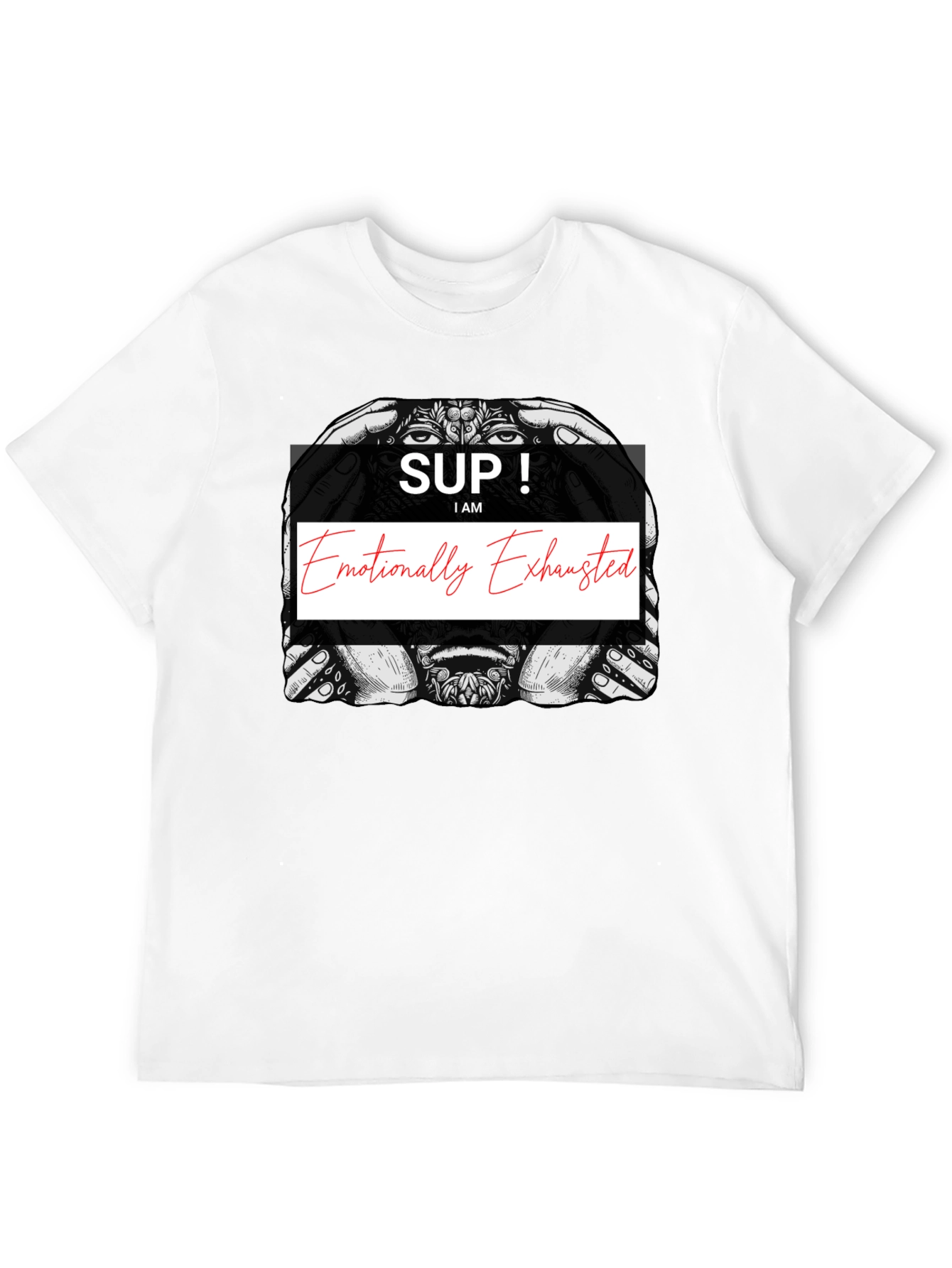 Black Emotionally Exhausted Graphic T-Shirt - Unisex Black Tee view 12