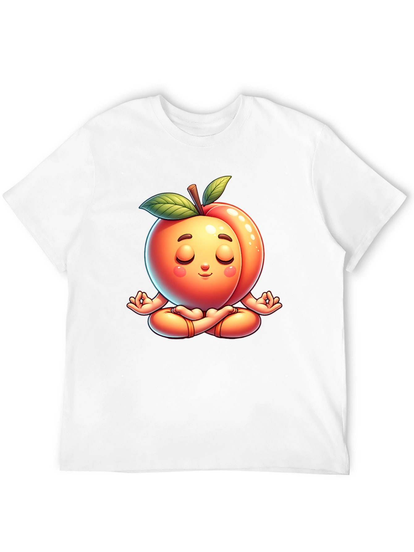 Black Funny Peach Meditating Yoga Black T-Shirt view 12