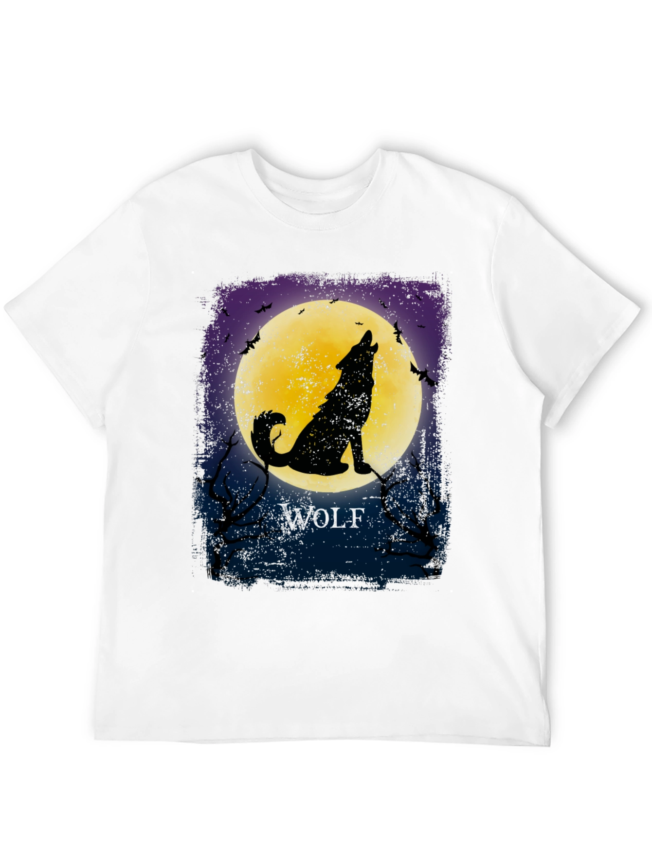 Black Wolf Howling at Moon Graphic T-Shirt view 12