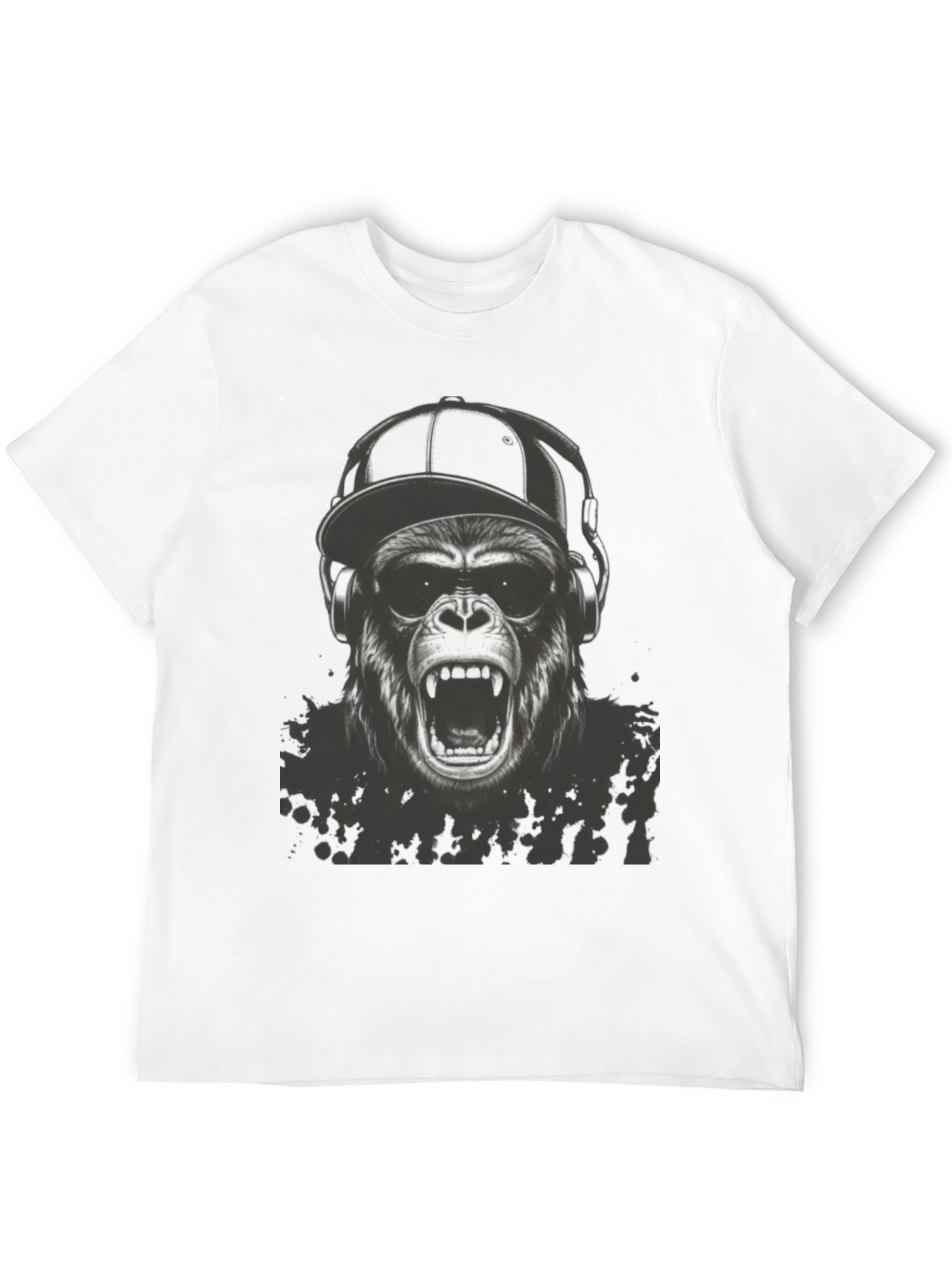 Black Cool Gorilla Graphic Tee view 12