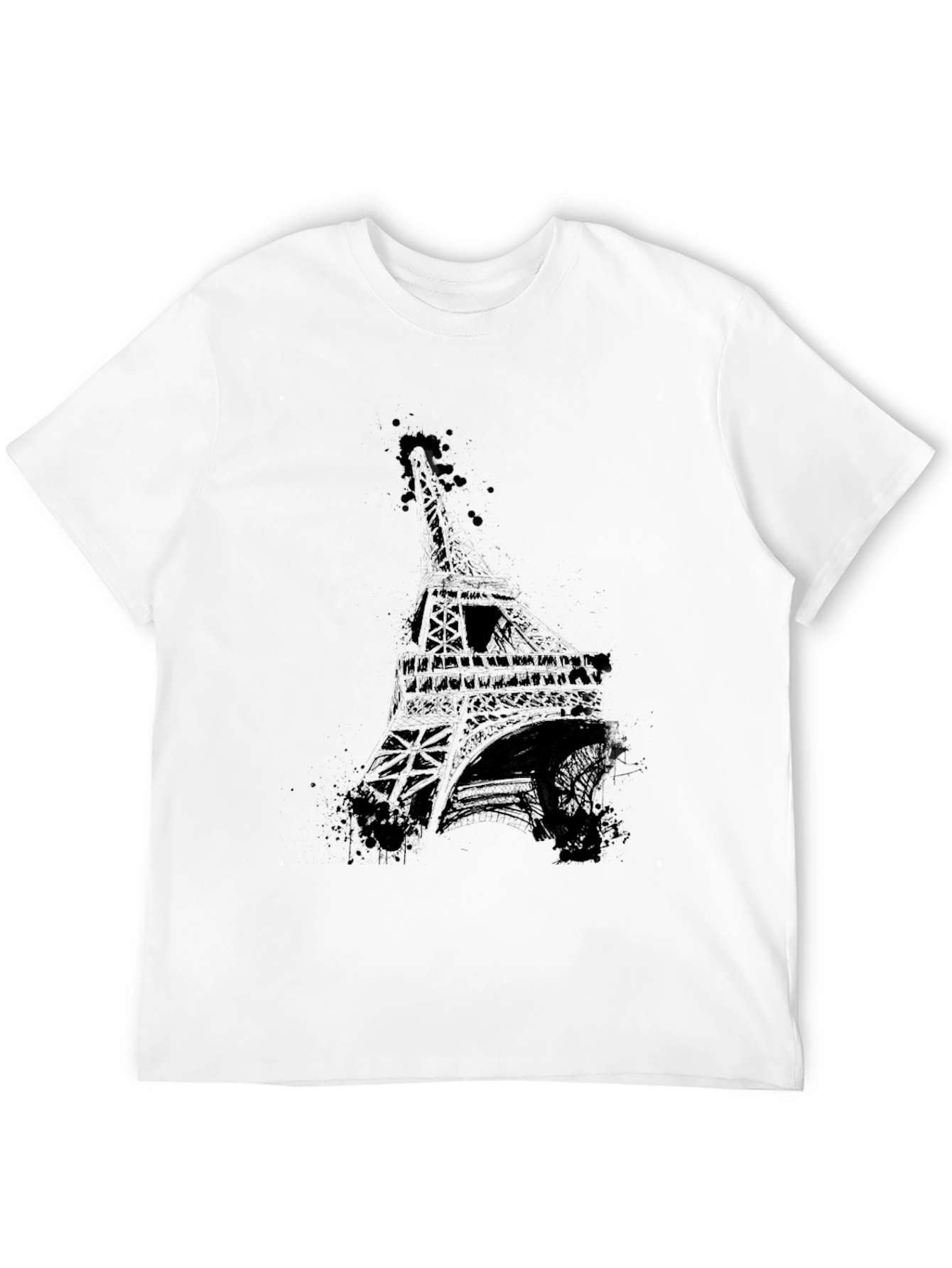 Black Eiffel Tower Graphic Tee - Men's Black T-Shirt view 12