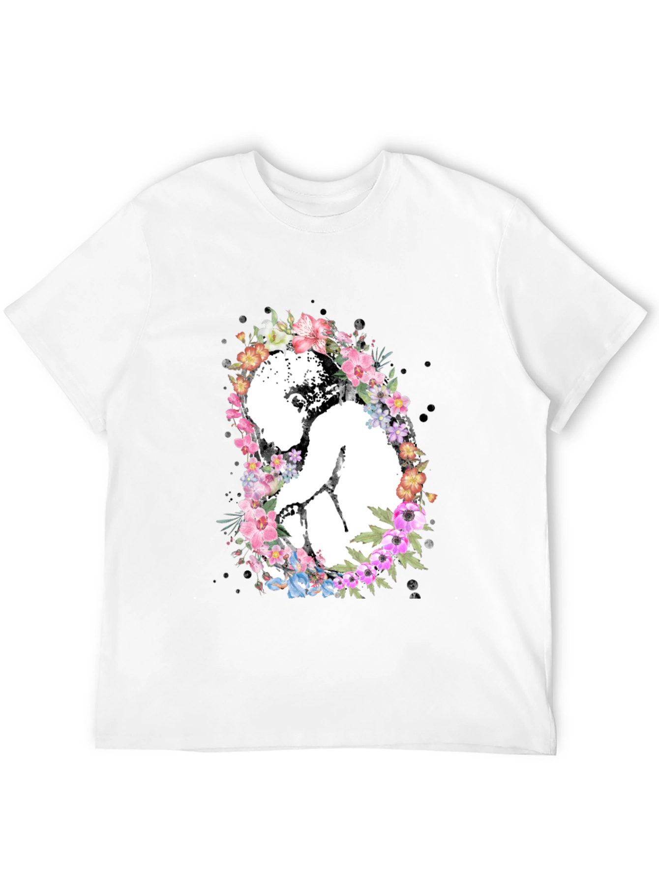 Black Floral Embryo Graphic Tee - Black Unisex T-Shirt view 12