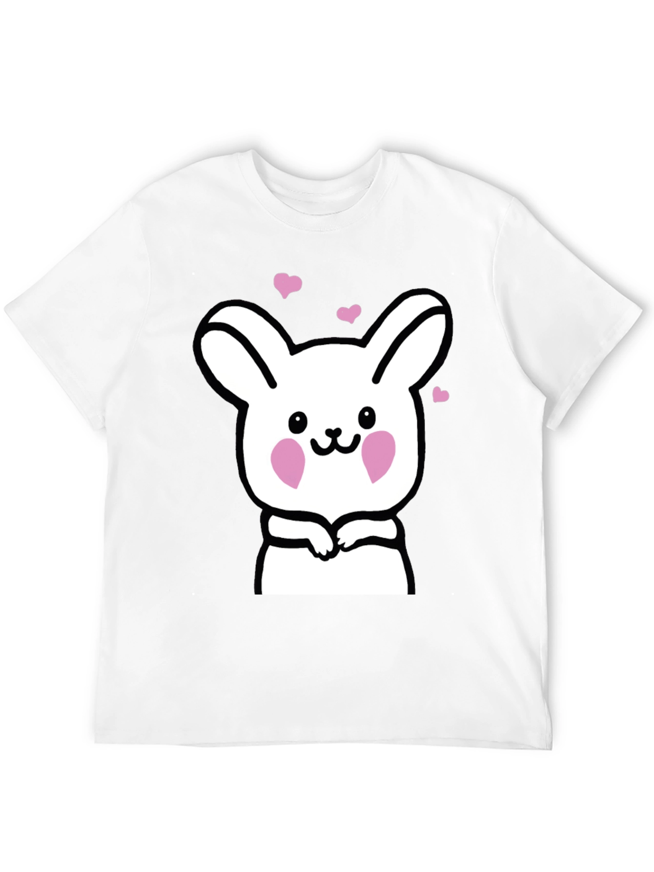 Black Cute Bunny Graphic Black T-Shirt view 12