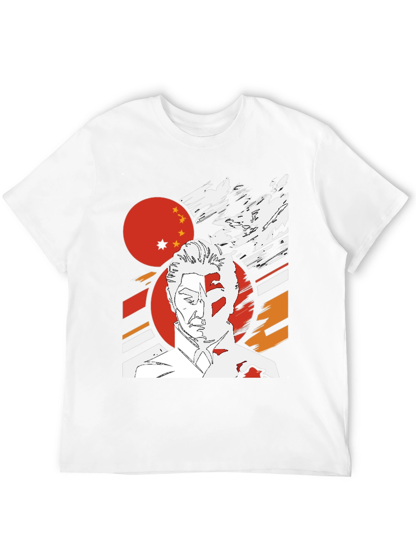 Graphic Tee - China Flag Art Print Black T-Shirt - 12