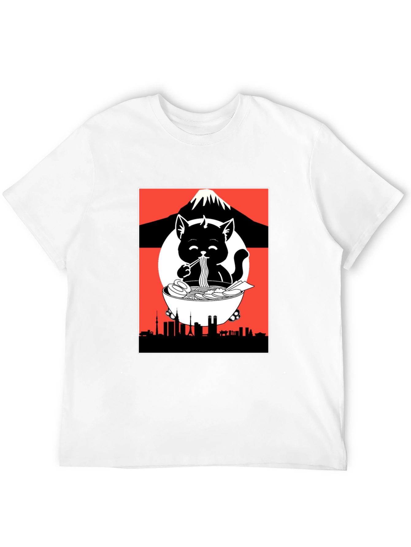 Black Ramen Cat Graphic Tee view 12