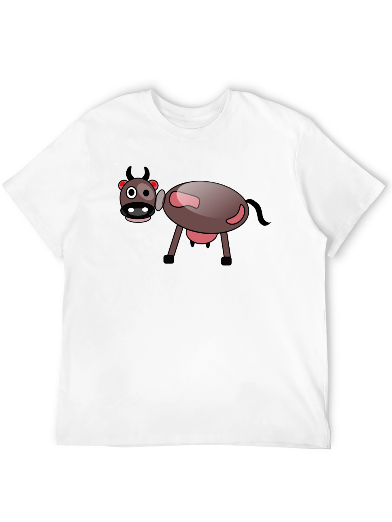 Black Cartoon Cow Black T-Shirt - Fun Novelty Tee view 12