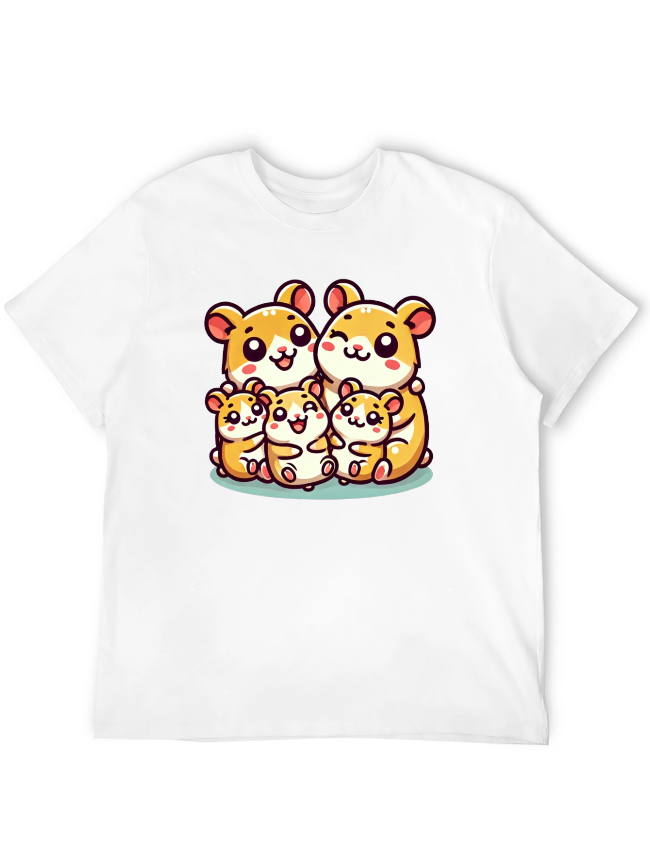 Black Cute Hamster Family Black T-Shirt view 12