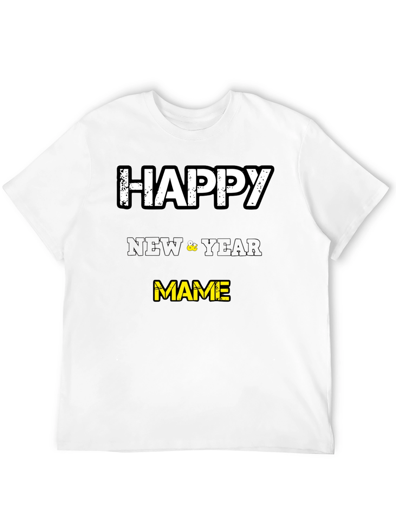 Black Happy New Year Mame T-Shirt - Black view 12