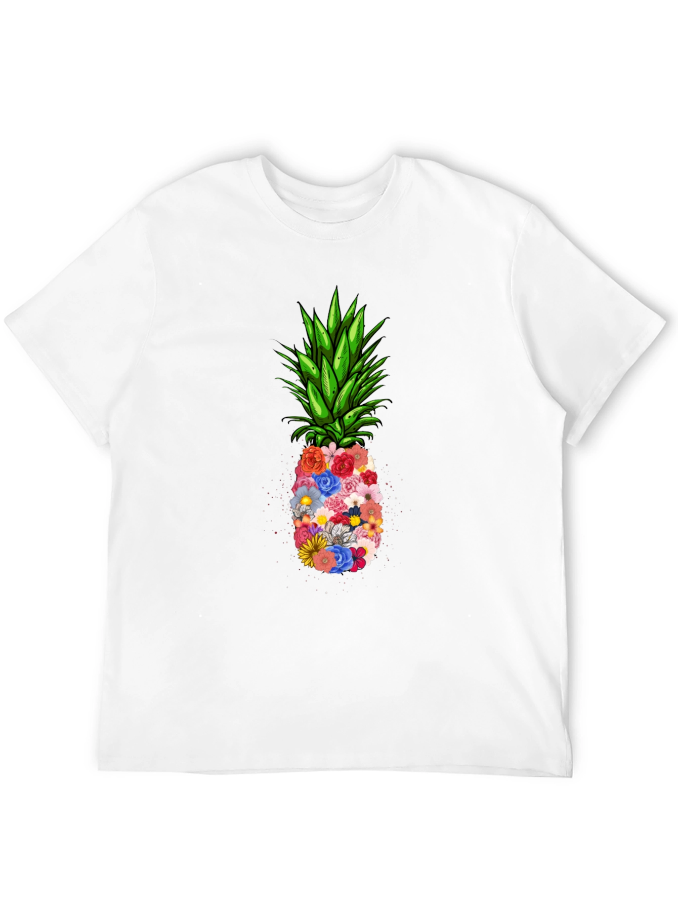 Black Floral Pineapple Graphic Tee - Black T-Shirt view 12