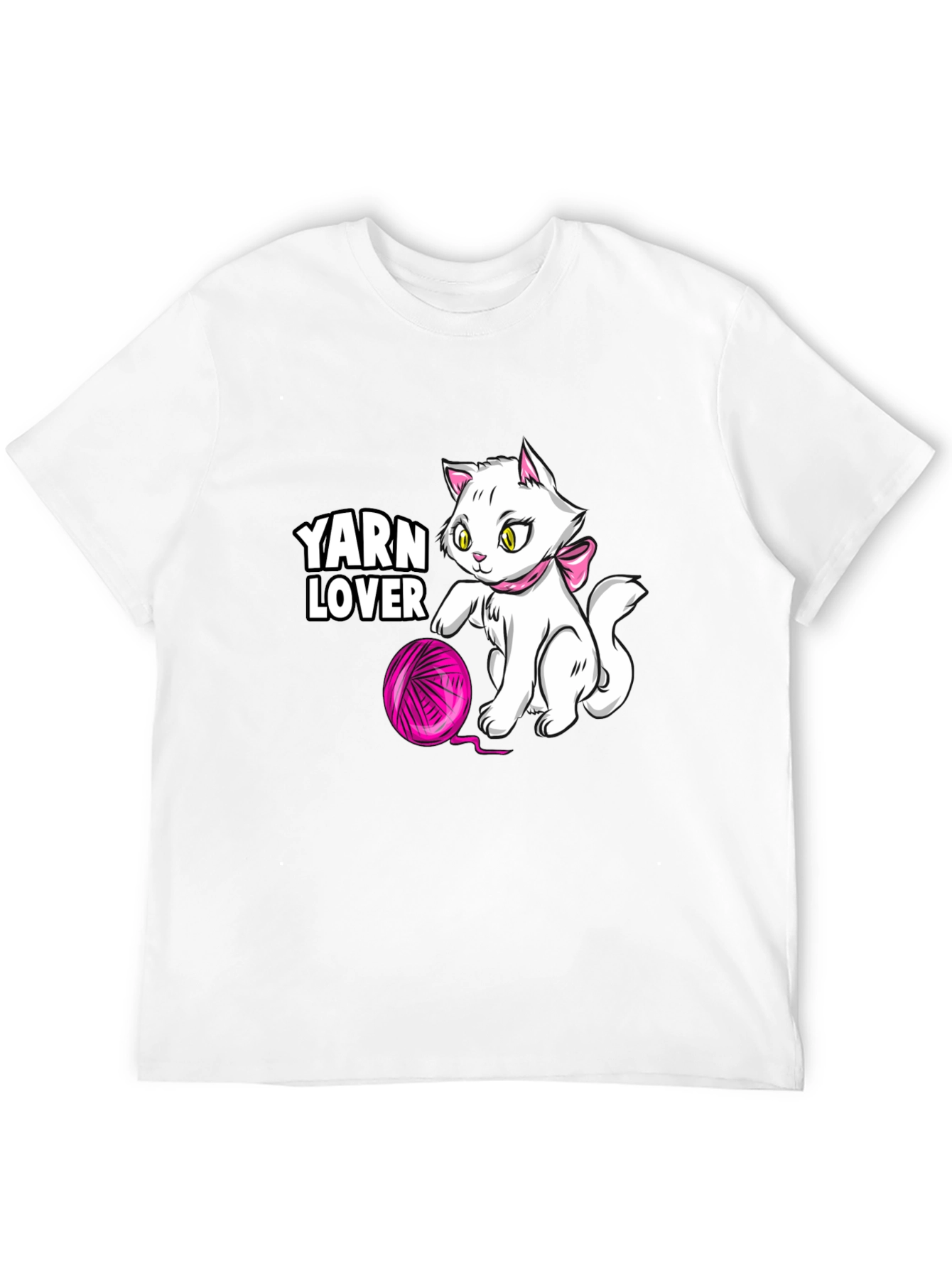 Yarn Lover Cat T-Shirt - Black - 12