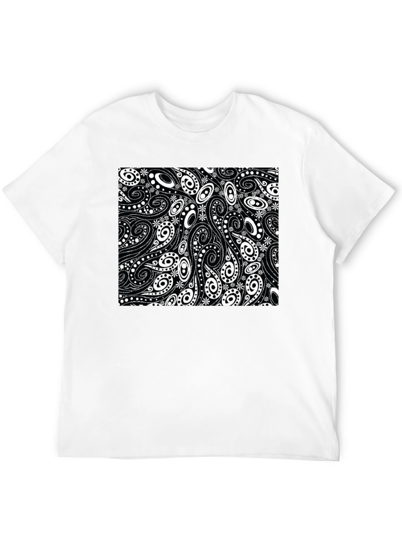 Black Paisley Pattern Black T-Shirt view 12