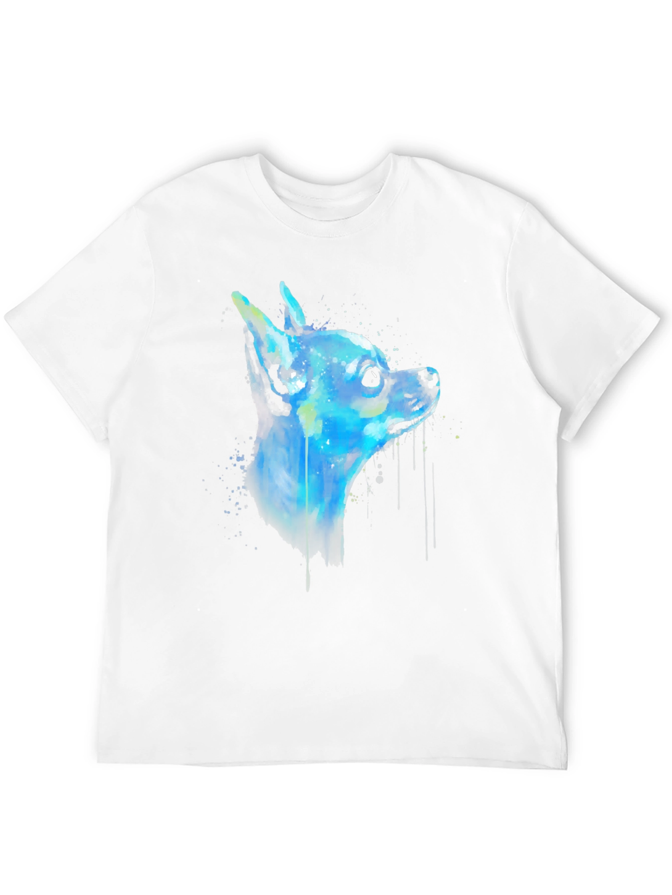 Black Chihuahua Dog Watercolor Art Men's Black T-Shirt view 12