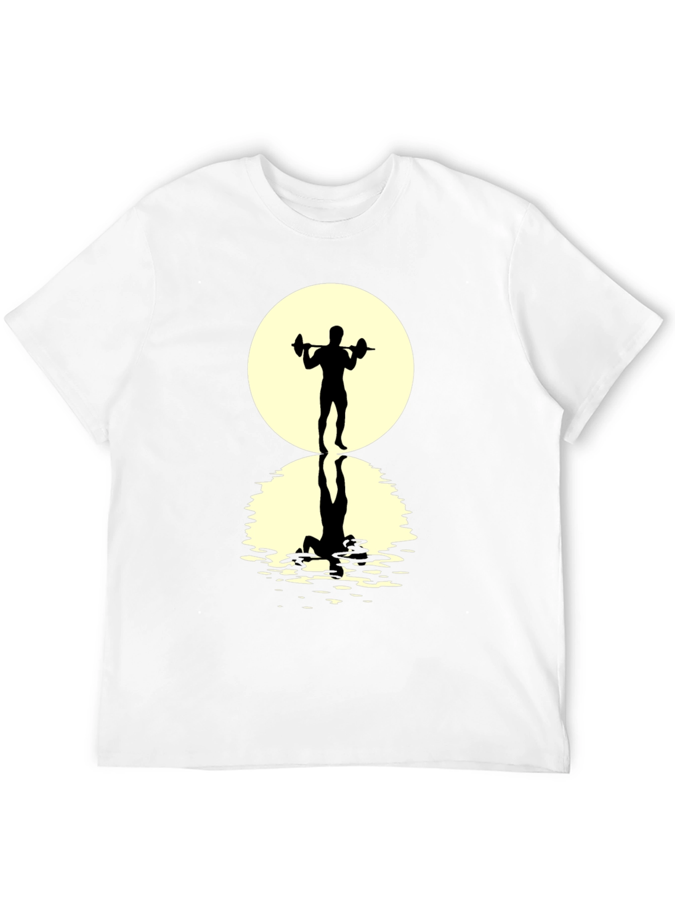 Black Weightlifter Silhouette T-Shirt - Moonlit Reflection view 12