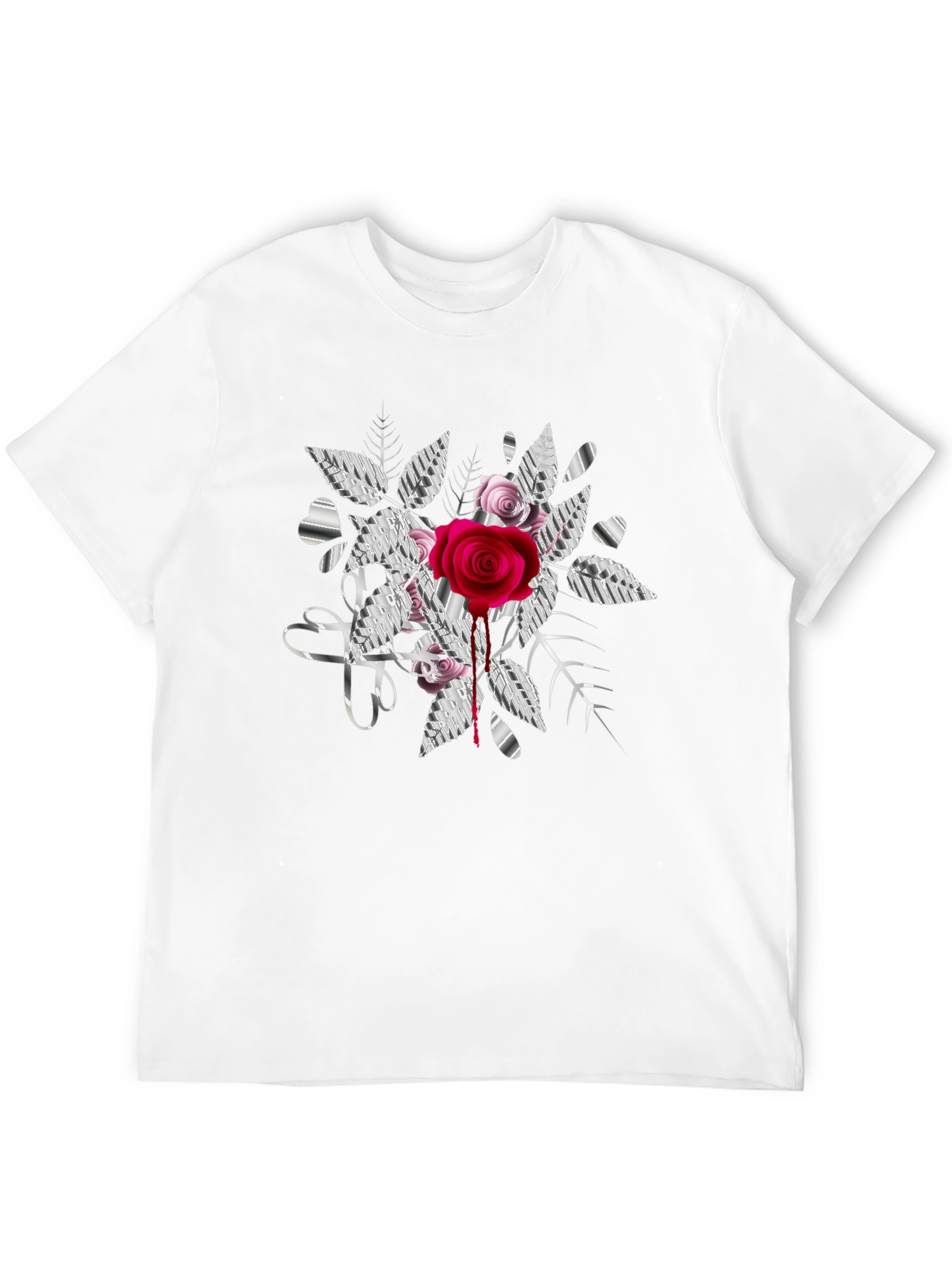 Black Rose & Hearts Graphic Print Black Tee view 12