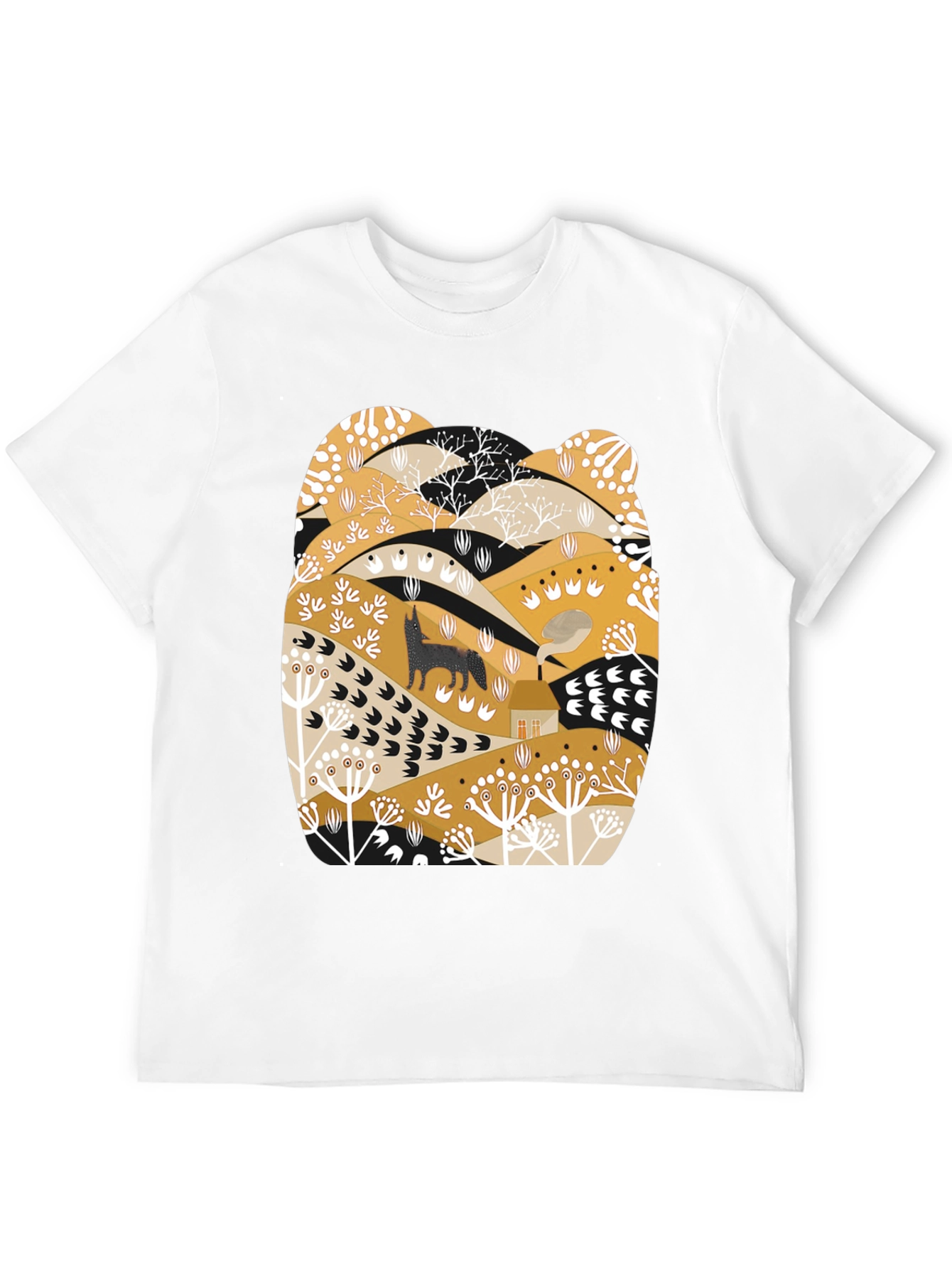 Black Wolf Landscape Graphic Tee - Black view 12