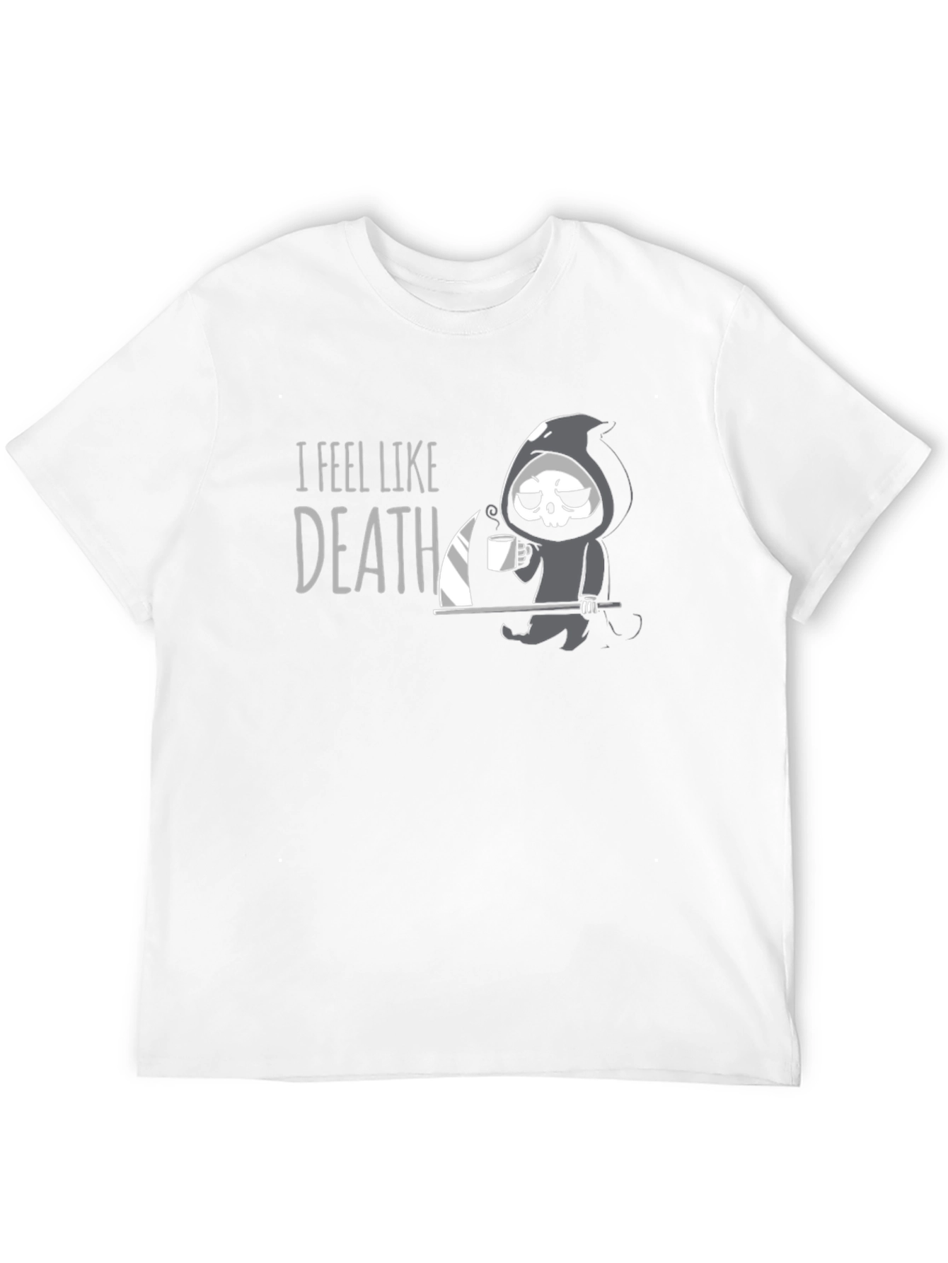 Black I Feel Like Death T-Shirt - Grim Reaper Coffee Graphic Tee view 12