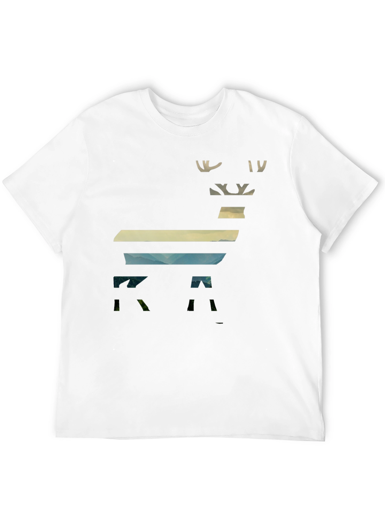 Black Abstract Deer Graphic Men's Black T-Shirt view 12