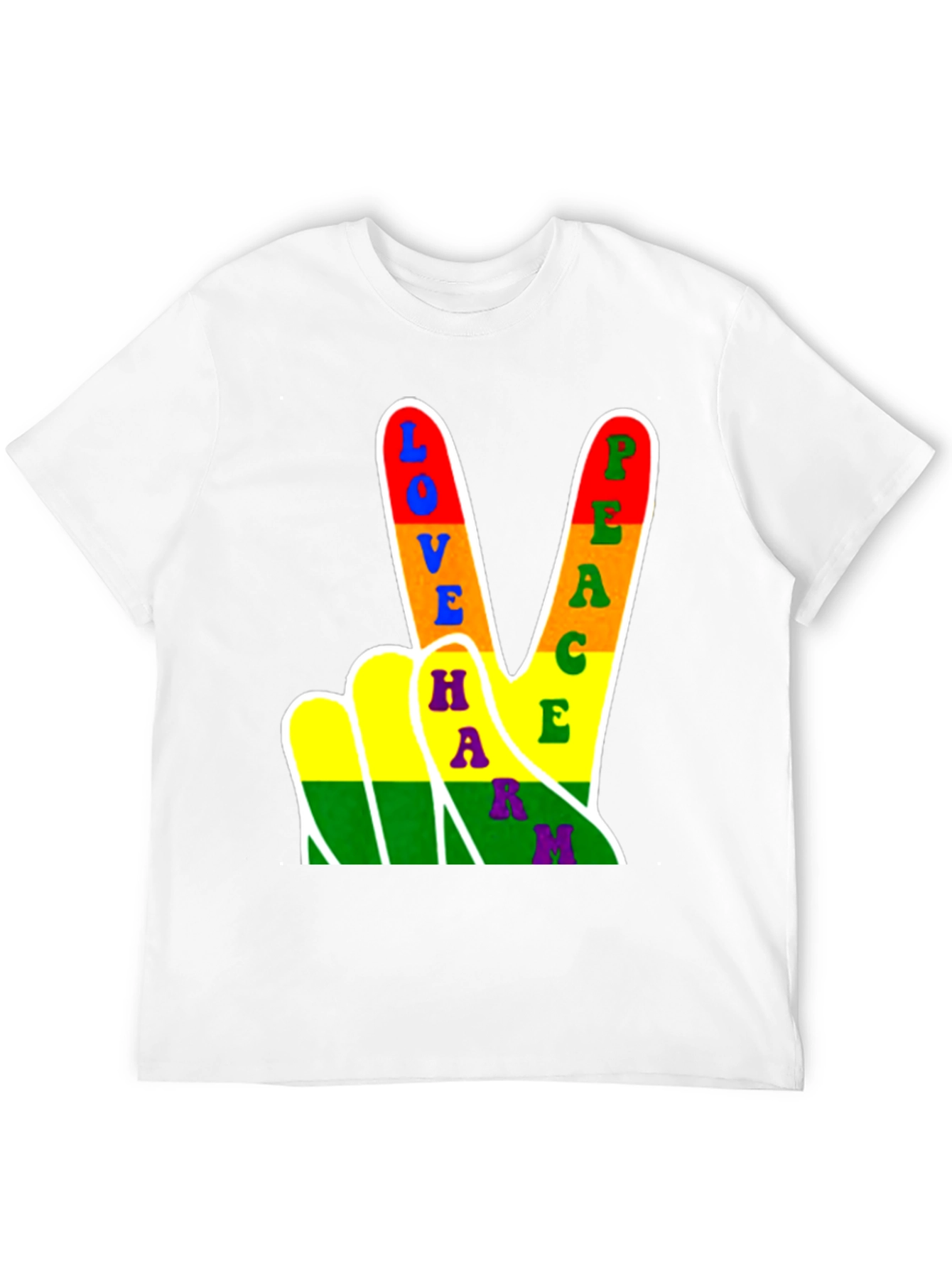 Black Love Peace Harmony Rainbow Graphic T-Shirt view 12