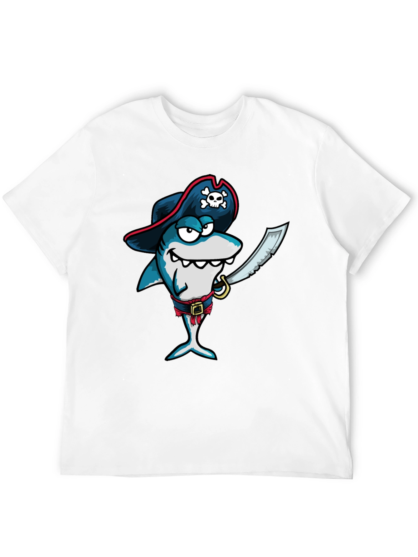 Black Pirate Shark Graphic Tee - Black Cotton T-Shirt view 12