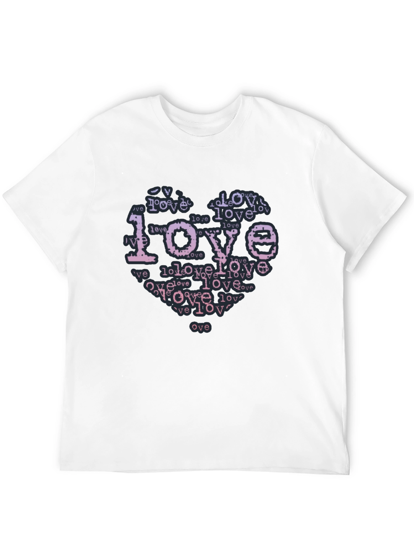 Black Love Typography Heart Black T-Shirt view 12