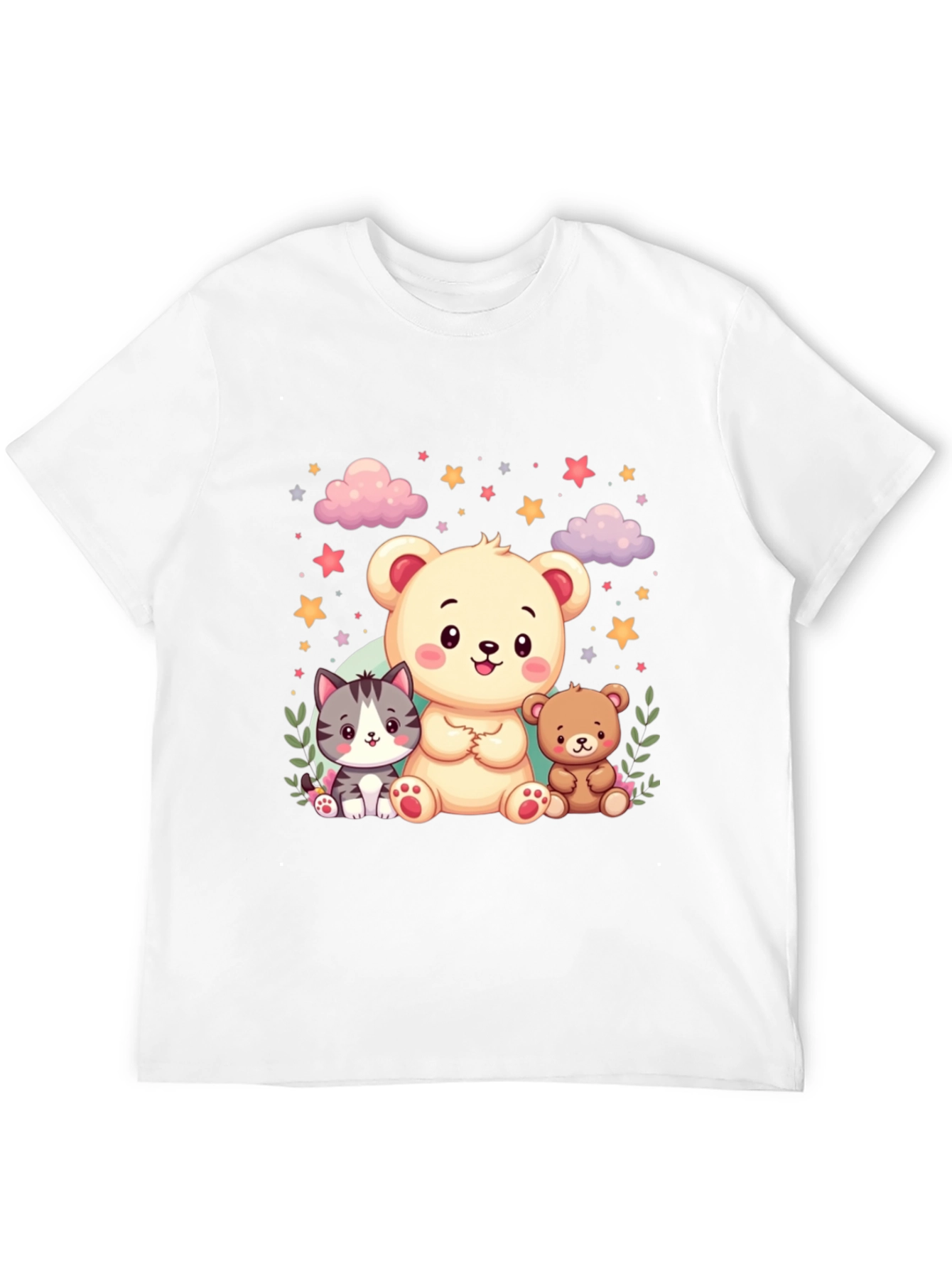 Black Cute Cartoon Animals Black T-Shirt view 12