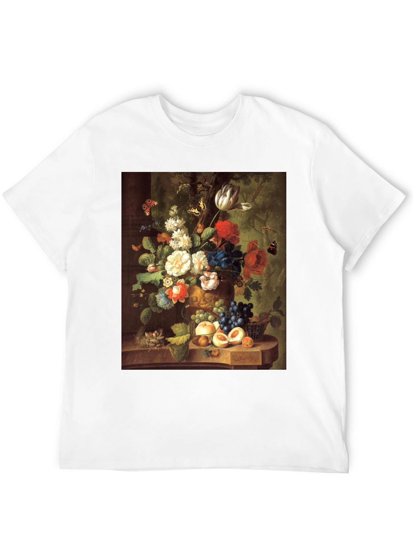Black Floral Still Life T-Shirt - Classic Art Print view 12