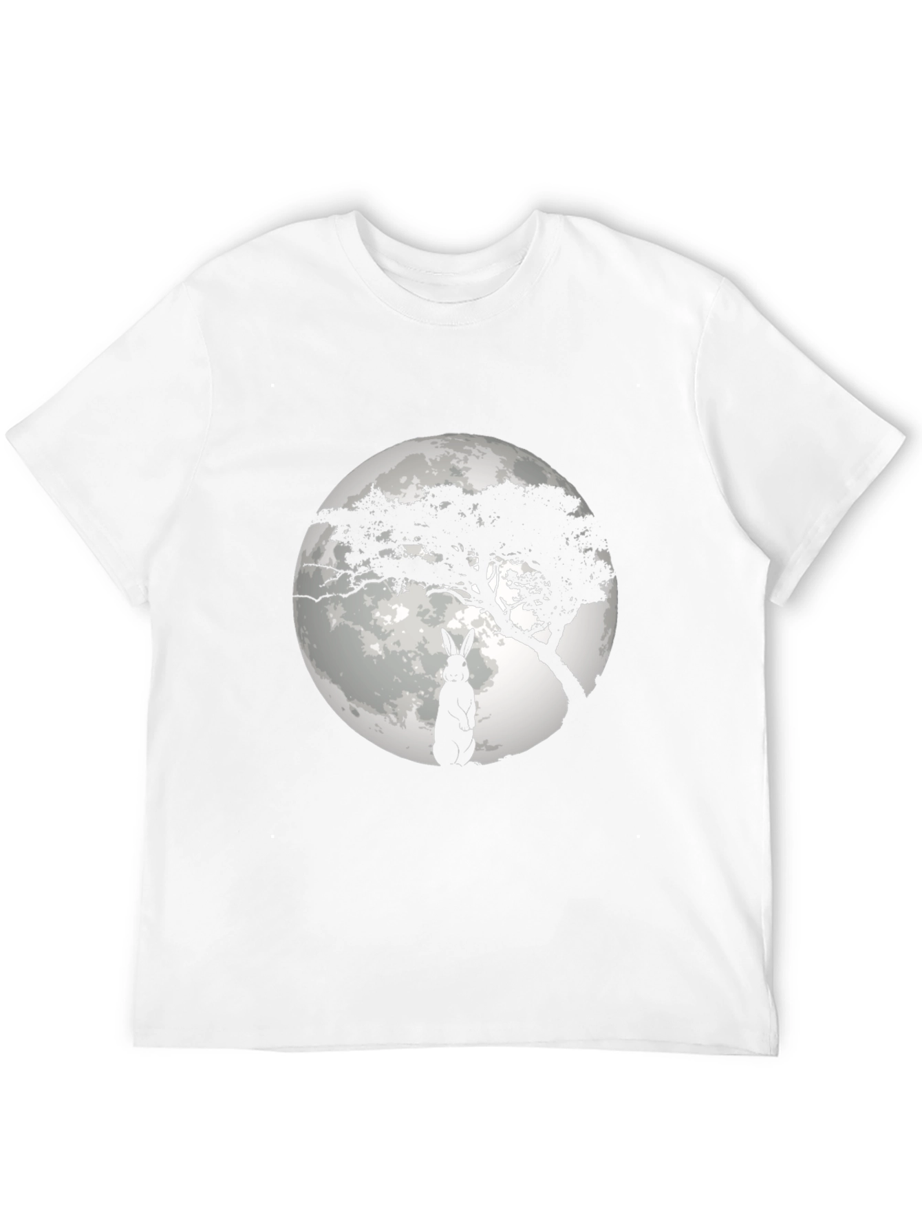 Black Moonlit Rabbit Graphic T-Shirt - Black Cotton Tee view 12