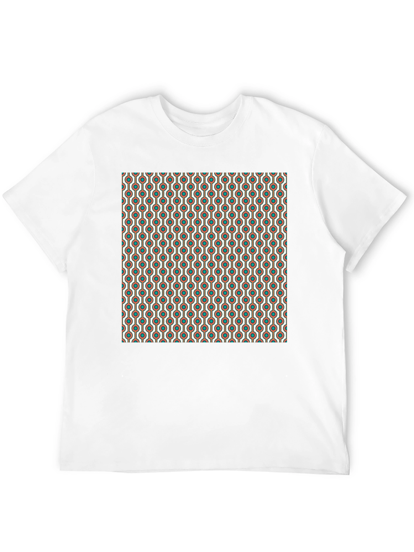 Black Retro Pattern T-Shirt - Black Crew Neck view 12
