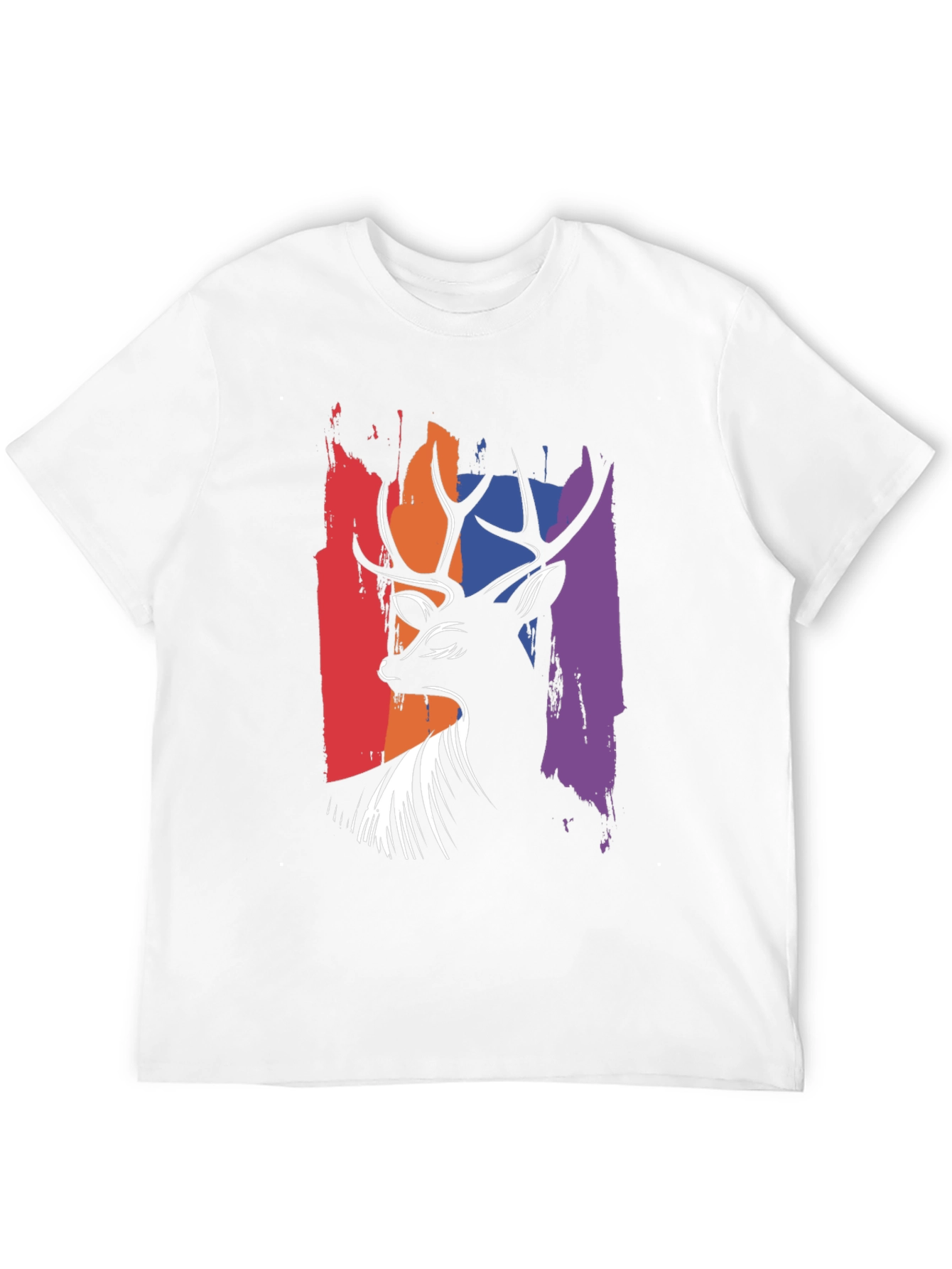 Black Abstract Deer Graphic Tee - Men's Black T-Shirt view 12