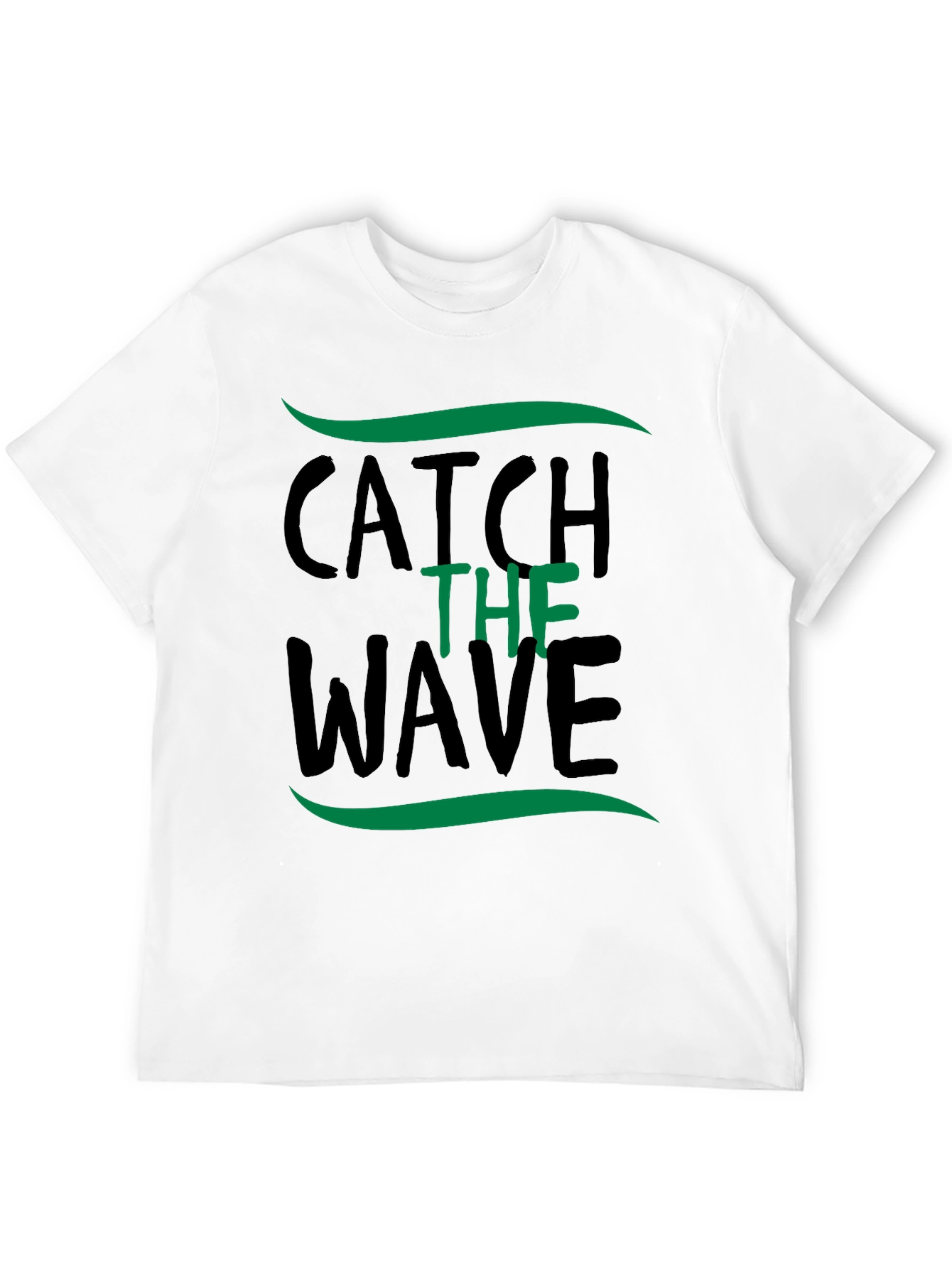 Black Catch the Wave Graphic Tee - Black Cotton T-Shirt view 12