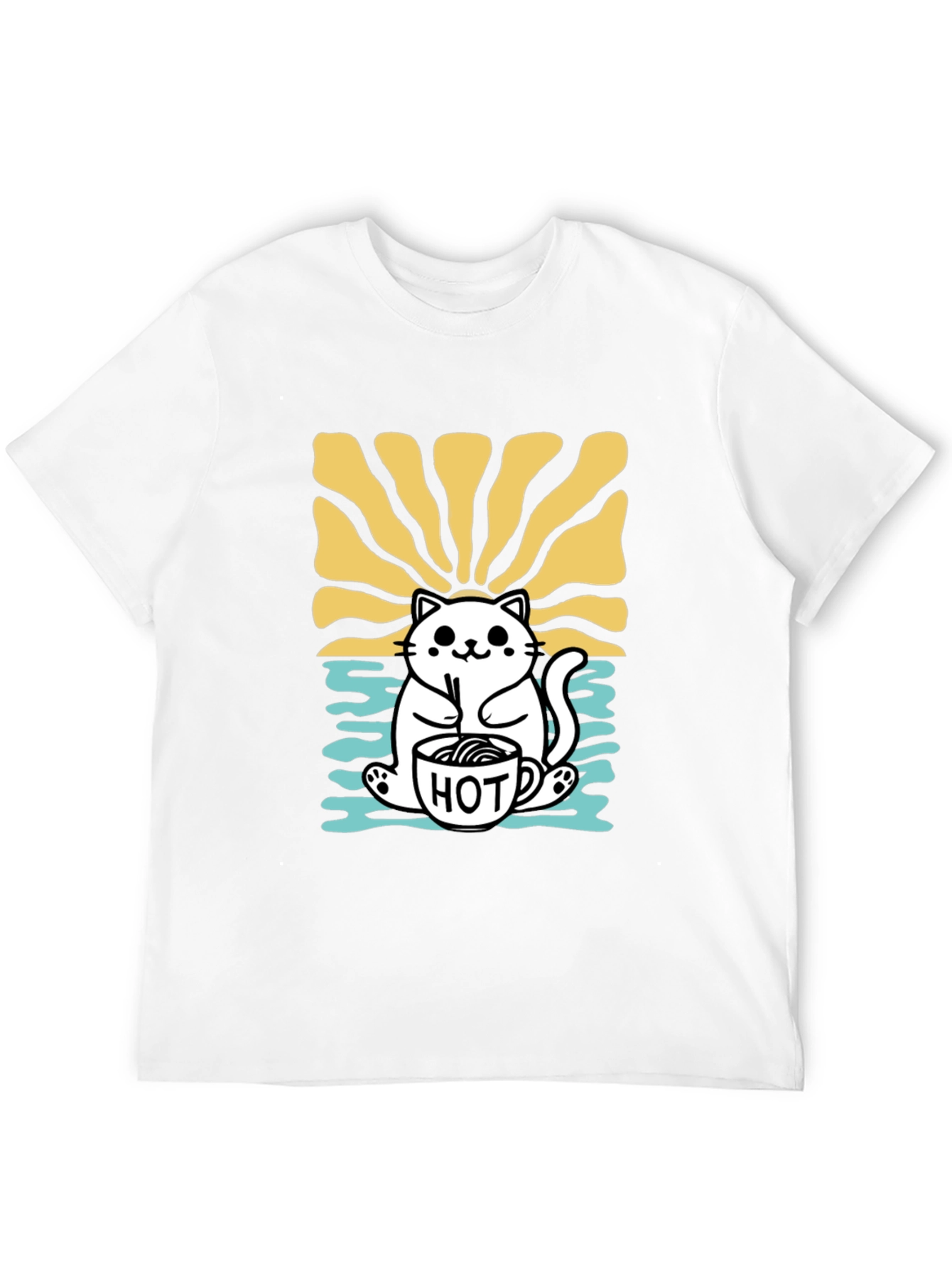 Black Cute Cat Hot Drink T-Shirt view 12